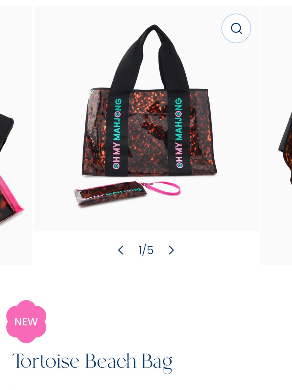 Oh My Mahjong Tortoise Beach Bag - Black Tortoiseshell